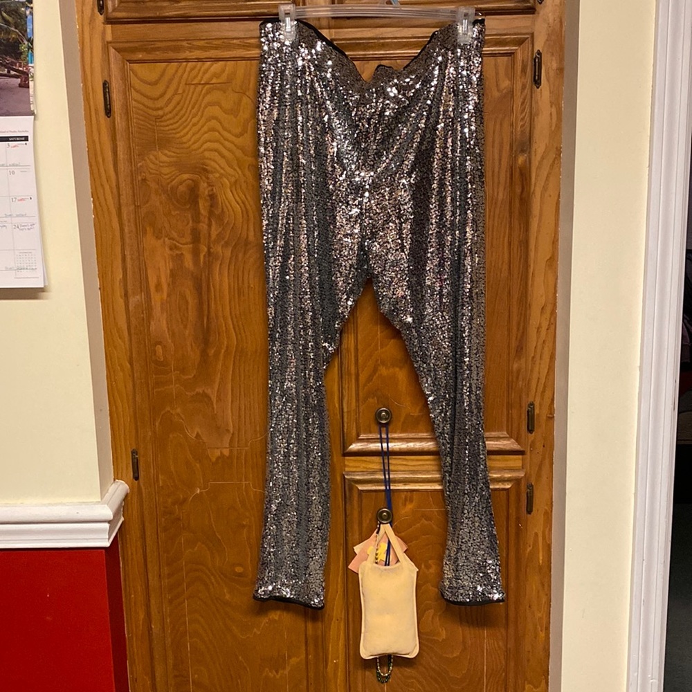 Sequin Silver and Black Leggings NEVER WORN!